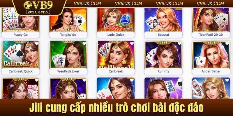 Jili cung cấp nhiều loại hình trò chơi độc đáo
