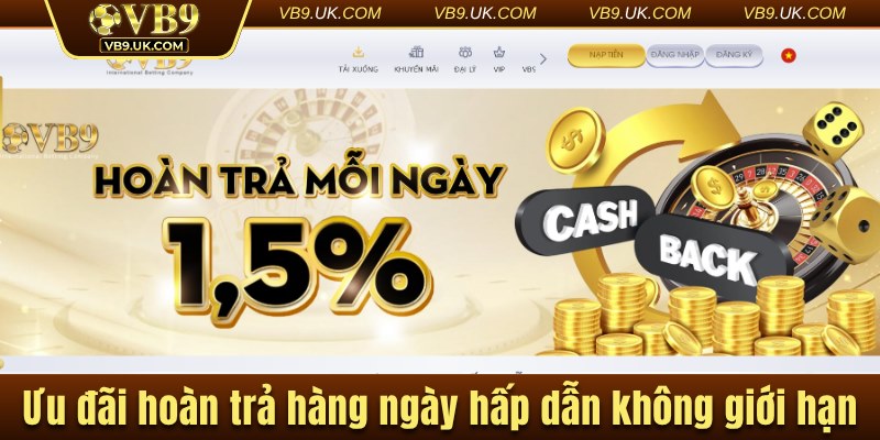 Ưu đãi hoàn trả hàng ngày hấp dẫn không giới hạn